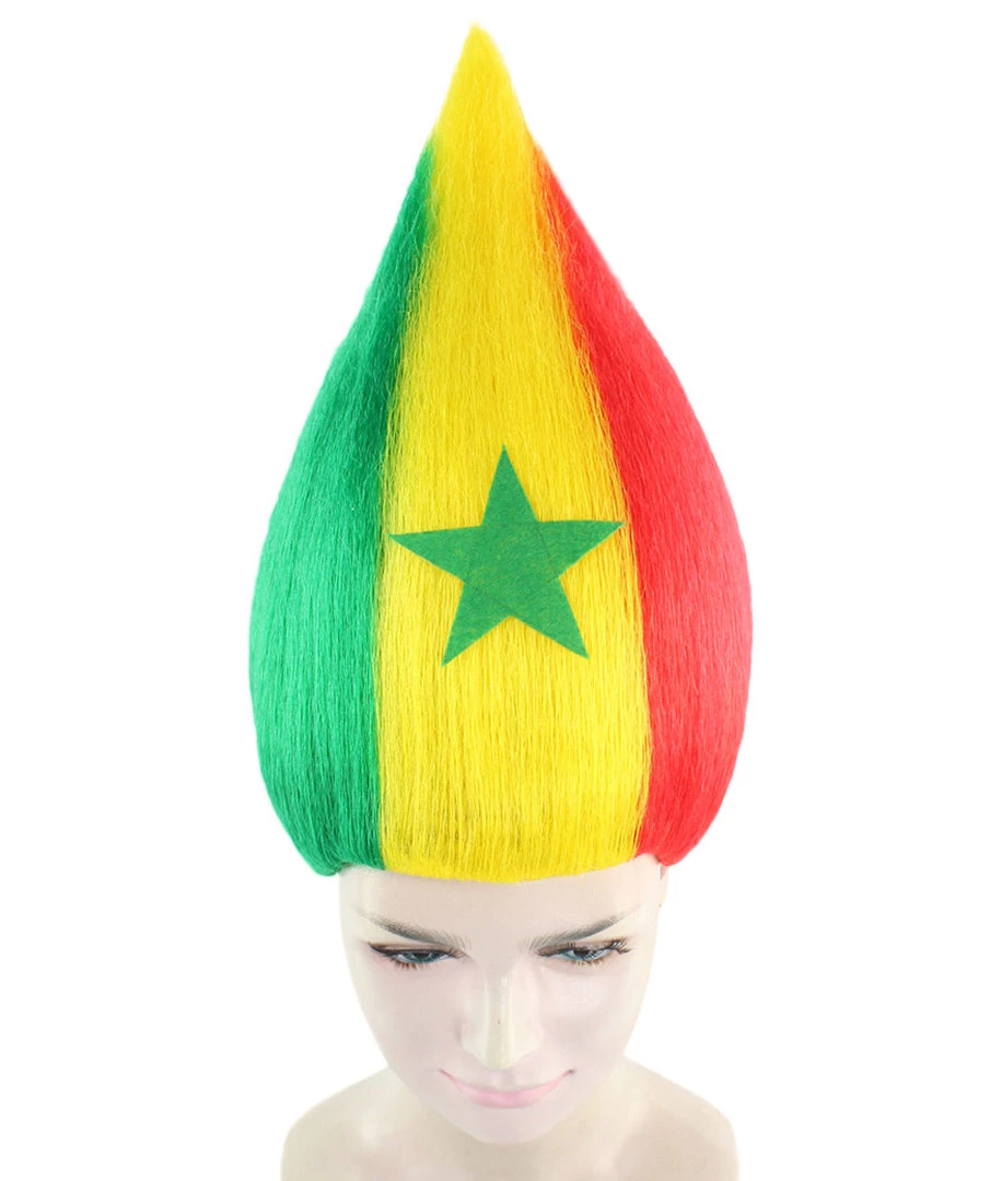FLAGWIGS Women's Senegal Flag Sport Troll Wig | Premium Breathable Capless Cap