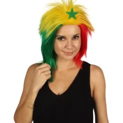 FLAGWIGS Women's Senegal Flag Sport Mullet Wig | Premium Breathable Capless Cap