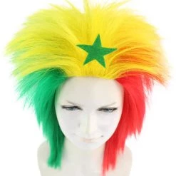 FLAGWIGS Women's Senegal Flag Sport Mullet Wig | Premium Breathable Capless Cap