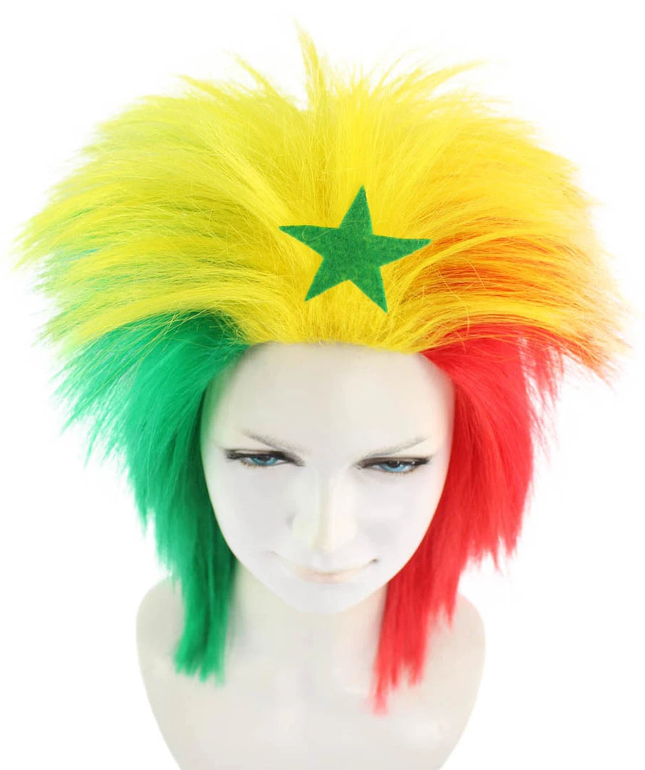 FLAGWIGS Women's Senegal Flag Sport Mullet Wig | Premium Breathable Capless Cap