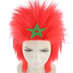 FLAGWIGS Morocco Flag Sport Mullet Wig | Premium Breathable Capless Cap