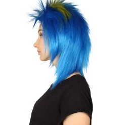 FLAGWIGS Women's Sweden Flag Sport Mullet Wig | Yellow Blue Colorful Party Wig | Premium Breathable Capless Cap