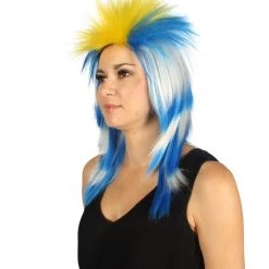 FLAGWIGS Women's Uruguay Flag Sport Mullet Wig | Sexy Cosplay Party Halloween Wig | Premium Breathable Capless Cap