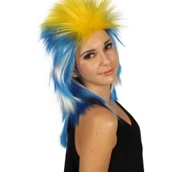 FLAGWIGS Women's Uruguay Flag Sport Mullet Wig | Sexy Cosplay Party Halloween Wig | Premium Breathable Capless Cap