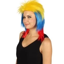 FLAGWIGS Colombia Flag Sport Mullet Wig | Patriotic Character Cosplay Halloween Wig | Premium Breathable Capless Cap