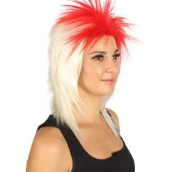 FLAGWIGS Japanese Flag Patriotic Sport Mullet Wig | Premium Breathable Capless Cap Women's