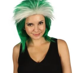 FLAGWIGS Women's Saudi Arabia Flag Sport Mullet Wig | White Green Middle East Wig | Premium Breathable Capless Cap