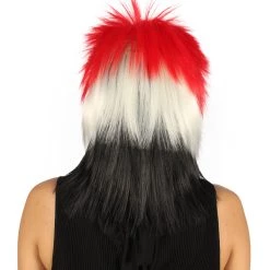 FLAGWIGS Egypt Flag Sport Mullet Wig | Mid Eastern Event Red White Black Halloween Wig | Premium Breathable Capless Cap Women's