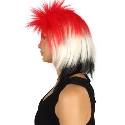 FLAGWIGS Egypt Flag Sport Mullet Wig | Mid Eastern Event Red White Black Halloween Wig | Premium Breathable Capless Cap Women's