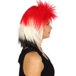 FLAGWIGS Egypt Flag Sport Mullet Wig | Mid Eastern Event Red White Black Halloween Wig | Premium Breathable Capless Cap Women's