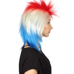 FLAGWIGS Costa Rica Flag Sport Mullet Wig | Premium Breathable Capless Cap Women's