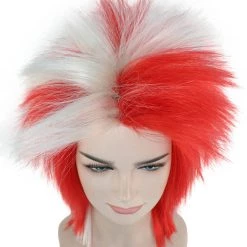FLAGWIGS Women's Denmark Flag Sport Mullet Wig | Patriotic Character Cosplay Halloween Wig | Premium Breathable Capless Cap