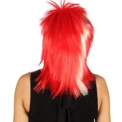 FLAGWIGS Women's Denmark Flag Sport Mullet Wig | Patriotic Character Cosplay Halloween Wig | Premium Breathable Capless Cap