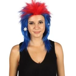 FLAGWIGS Flag Sport Mullet Wig | National Pride Sport Wig | Premium Breathable Capless Cap