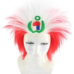 FLAGWIGS Peru Flag Sport Mullet Wig | National Pride White Red Wig | Premium Breathable Capless Cap Women's