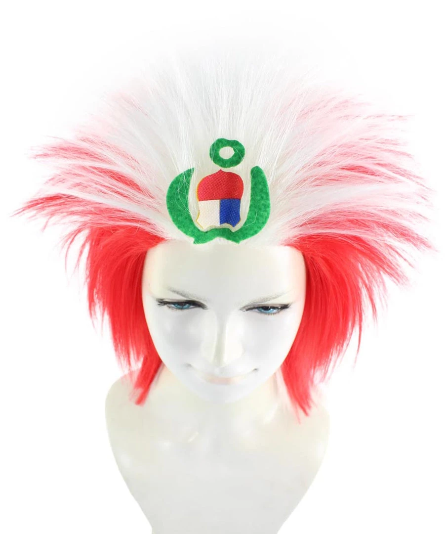 FLAGWIGS Peru Flag Sport Mullet Wig | National Pride White Red Wig | Premium Breathable Capless Cap Women's