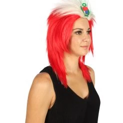 FLAGWIGS Peru Flag Sport Mullet Wig | National Pride White Red Wig | Premium Breathable Capless Cap Women's