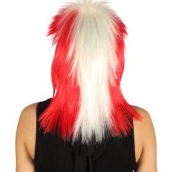 FLAGWIGS Peru Flag Sport Mullet Wig | National Pride White Red Wig | Premium Breathable Capless Cap Women's