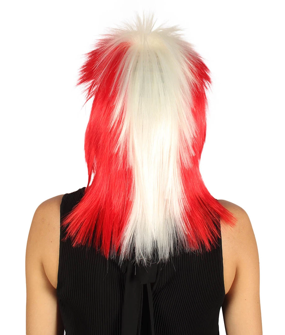 FLAGWIGS Peru Flag Sport Mullet Wig | National Pride White Red Wig | Premium Breathable Capless Cap Women's