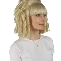 HPO Womens Colonial Historical Blonde Curly Wig | Premium Breathable Capless Cap