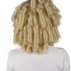 HPO Womens Colonial Historical Blonde Curly Wig | Premium Breathable Capless Cap