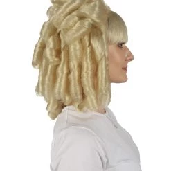 HPO Womens Colonial Historical Blonde Curly Wig | Premium Breathable Capless Cap