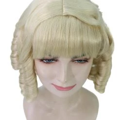 HPO Womens Colonial Historical Blonde Curly Wig | Premium Breathable Capless Cap