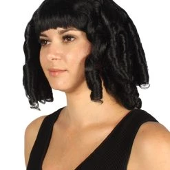 HPO Womens Colonial Historical Black Curly Wig | Premium Breathable Capless Cap Women's