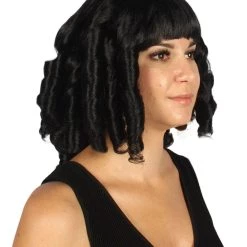 HPO Womens Colonial Historical Black Curly Wig | Premium Breathable Capless Cap Women's