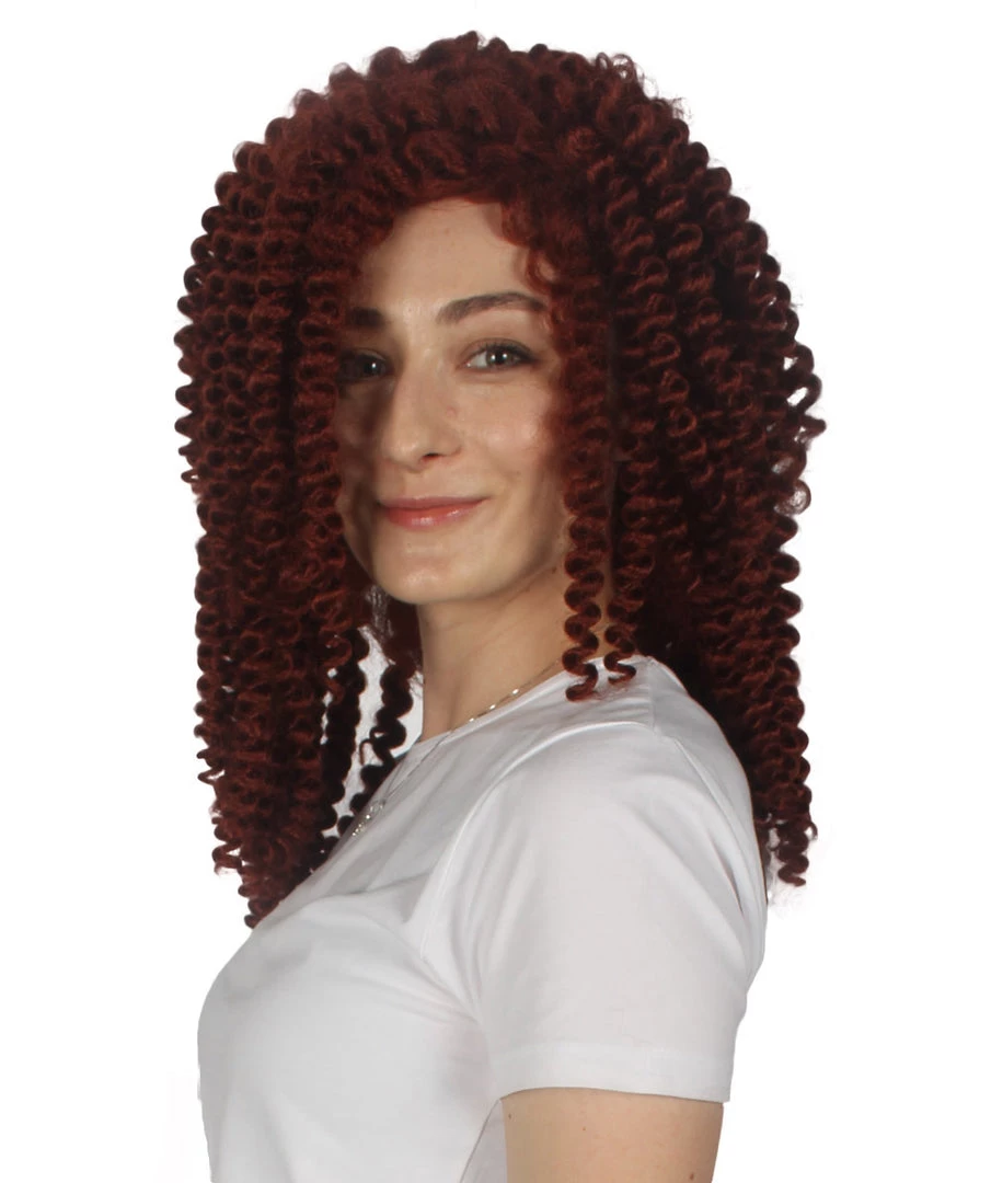 HPO Womens Colonial Historical Auburn Curly Wig | Premium Breathable Capless Cap Women's