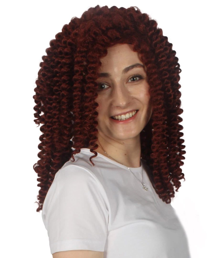 HPO Womens Colonial Historical Auburn Curly Wig | Premium Breathable Capless Cap Women's