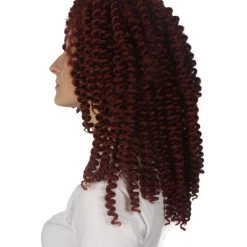 HPO Womens Colonial Historical Auburn Curly Wig | Premium Breathable Capless Cap Women's
