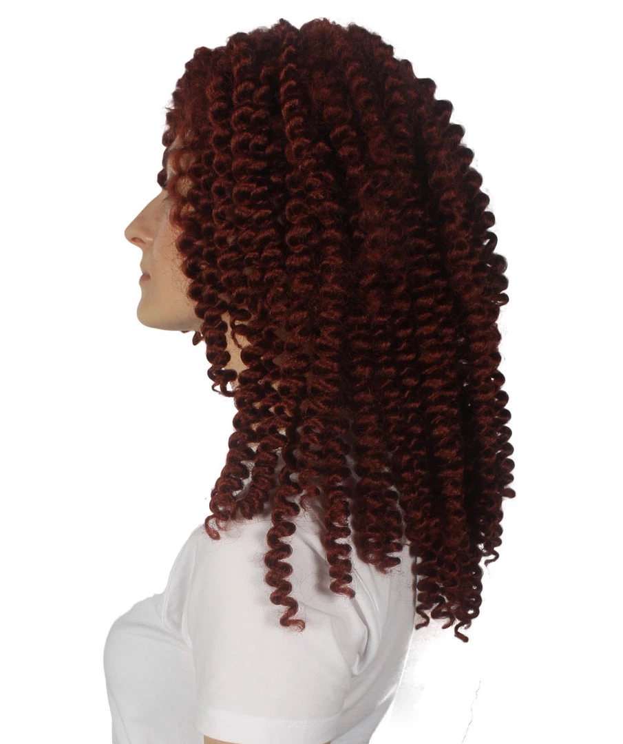 HPO Womens Colonial Historical Auburn Curly Wig | Premium Breathable Capless Cap Women's