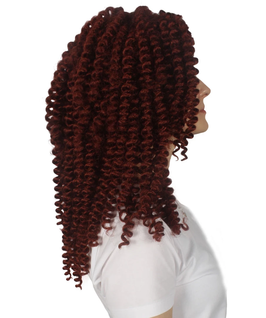 HPO Womens Colonial Historical Auburn Curly Wig | Premium Breathable Capless Cap Women's