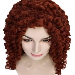 HPO Womens Colonial Historical Auburn Curly Wig | Premium Breathable Capless Cap Women's