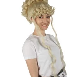 HPO Women's Womens Colonial Historical Curly Wigs | Blonde Cosplay Wig | Premium Breathable Capless Cap