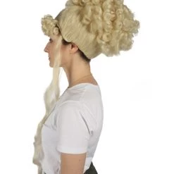 HPO Women's Womens Colonial Historical Curly Wigs | Blonde Cosplay Wig | Premium Breathable Capless Cap