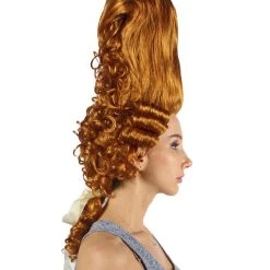 HPO Womens Colonial Historical Curly Wigs | Auburn Cosplay Wig | Premium Breathable Capless Cap Women's