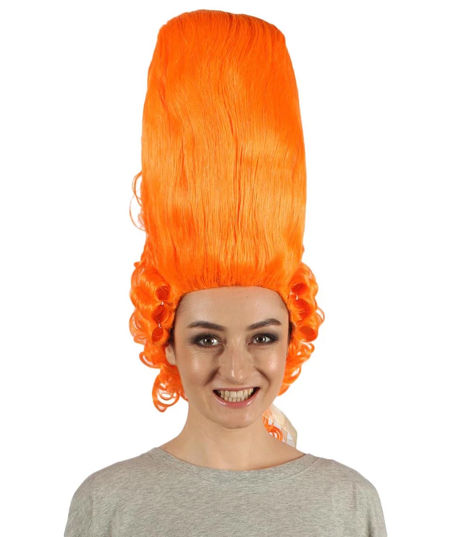 HPO Women's Colonial Historical Curly Wigs | Orange Cosplay Wig | Premium Breathable Capless Cap
