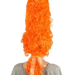 HPO Women's Colonial Historical Curly Wigs | Orange Cosplay Wig | Premium Breathable Capless Cap