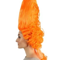 HPO Women's Colonial Historical Curly Wigs | Orange Cosplay Wig | Premium Breathable Capless Cap