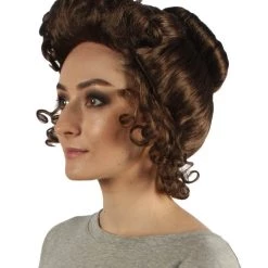 HPO Women's Colonial Historical Wigs | Dark Brown Cosplay Wigs | Premium Breathable Capless Cap