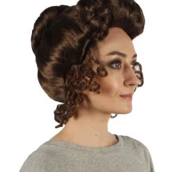 HPO Women's Colonial Historical Wigs | Dark Brown Cosplay Wigs | Premium Breathable Capless Cap