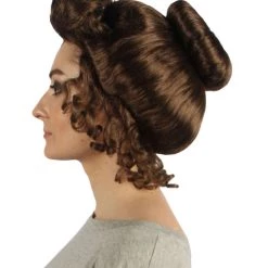 HPO Women's Colonial Historical Wigs | Dark Brown Cosplay Wigs | Premium Breathable Capless Cap