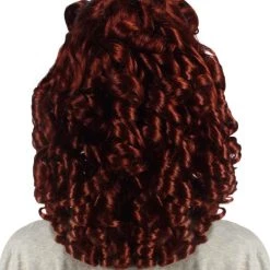 HPO Women's Colonial Curly Wigs | Auburn Cosplay Halloween Wigs | Premium Breathable Capless Cap
