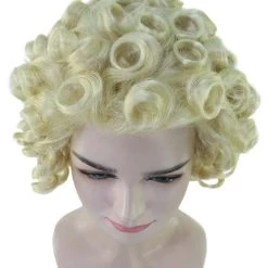 HPO Women's Womens Colonial Historical Curly Wig | Multiple Colors | Premium Breathable Capless Cap