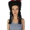 HPO Womens Colonial Historical Wig Black | Premium Breathable Capless Cap Women's