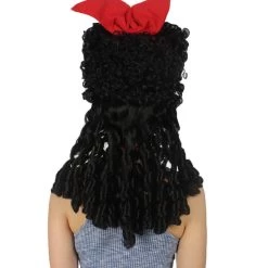 HPO Womens Colonial Historical Wig Black | Premium Breathable Capless Cap Women's