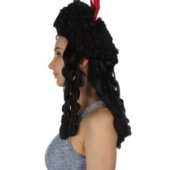 HPO Womens Colonial Historical Wig Black | Premium Breathable Capless Cap Women's