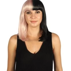 HPO Womens Two-tone Medium Bob Wig | Multiple Color Collection | Premium Breathable Capless Cap Women's Wigs
